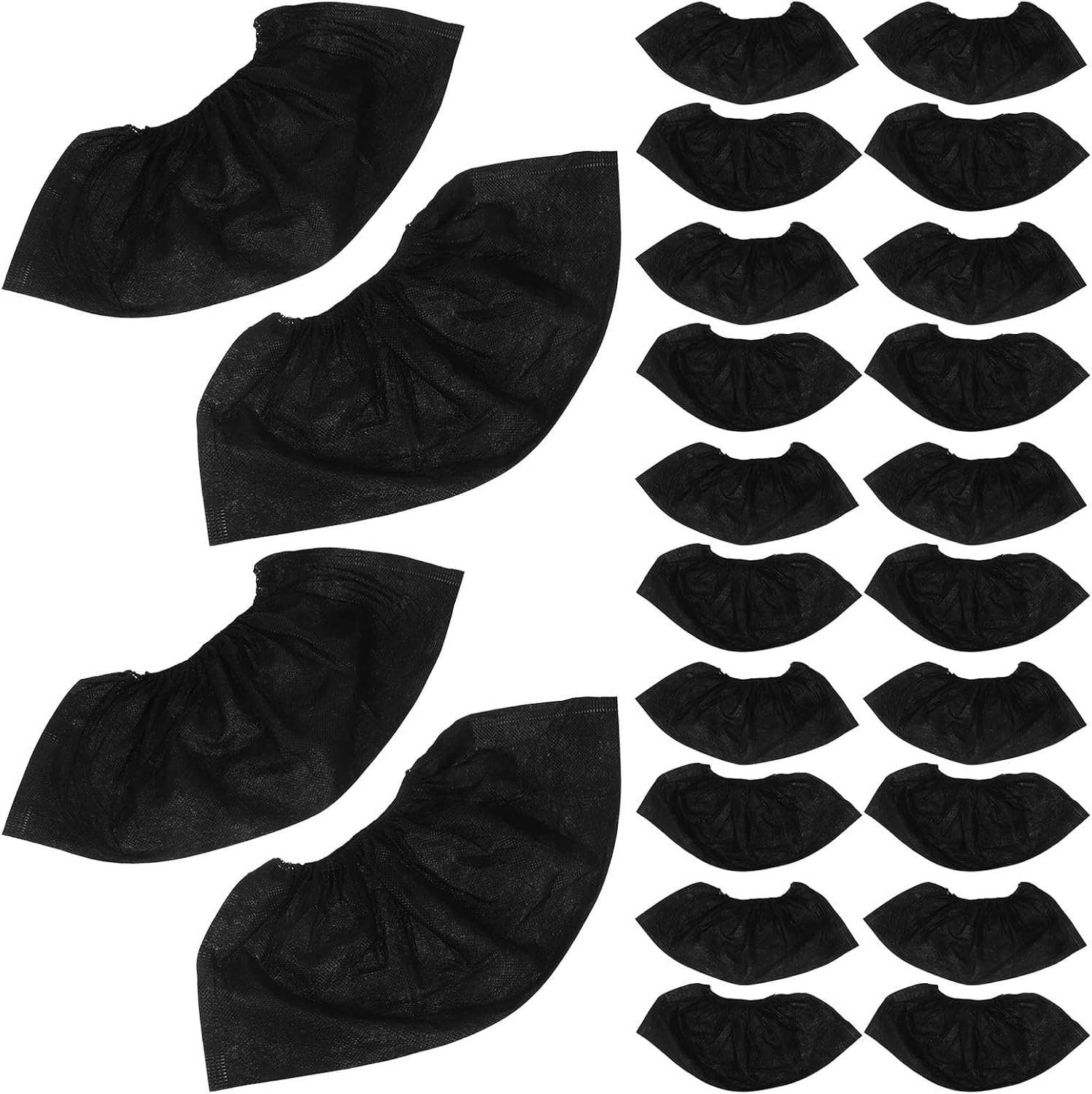 BESTonZON 100pcs Disposable Black Nonwoven Shoe Covers Non-slip Thick Protective Foot Covers for Workshops and Labs Endurable One-time Use for Household and Industrial Use