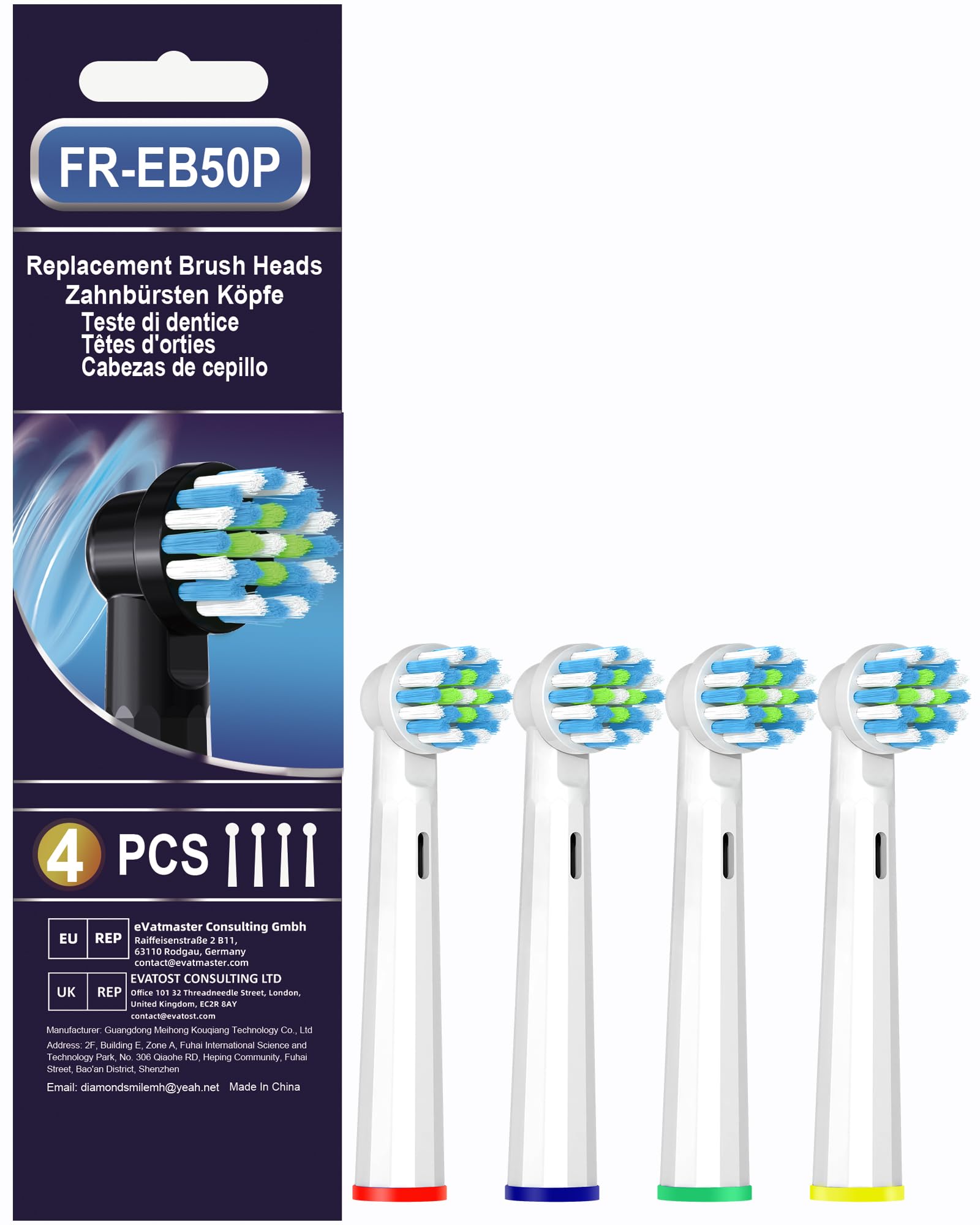 Replacement Toothbrush Heads Compatible with Braun Oral B Pro 1000/7000/9600/5000/3000, Brush Heads Refills for Genius X and Smart 1500 Electric Toothbrush (White)