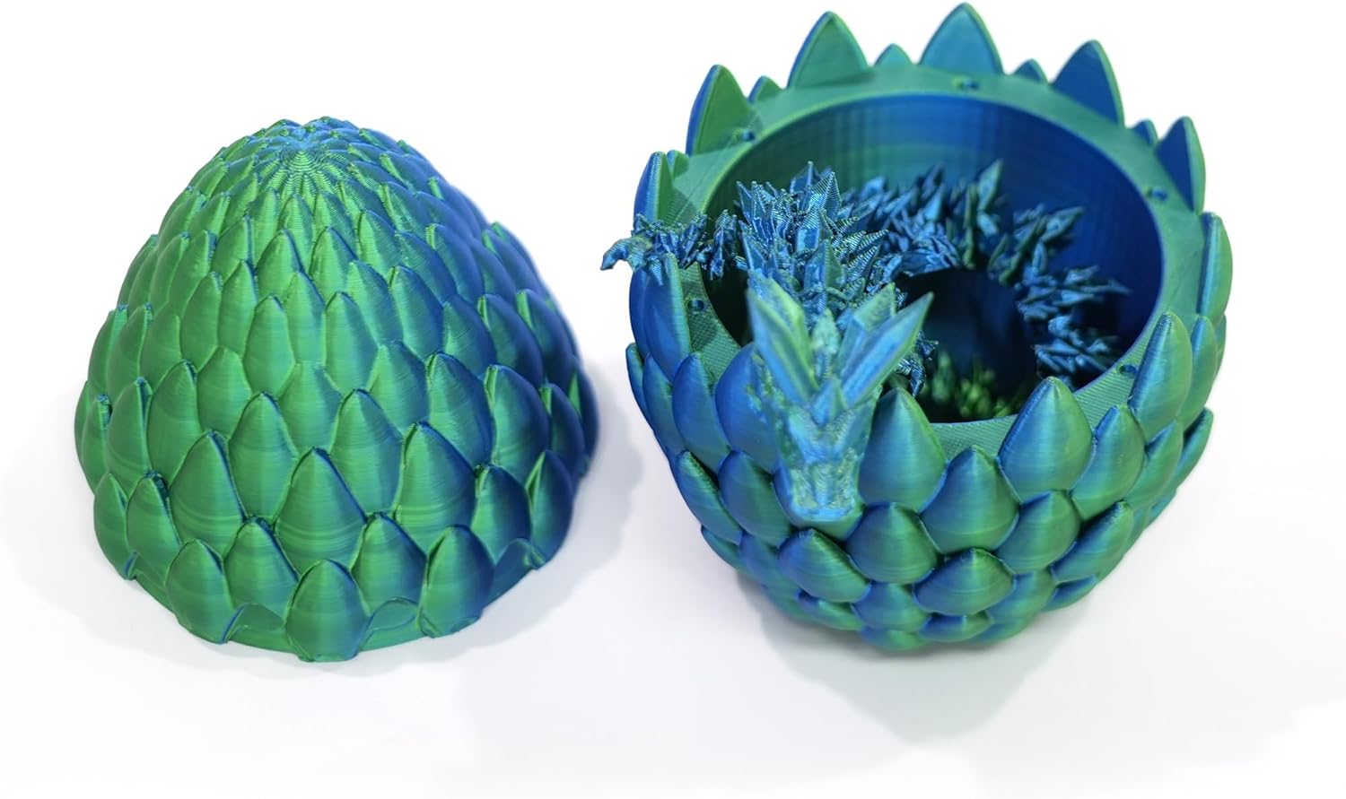 Dragon Egg Set of 2 - Purple+Green Blue - Dragon Egg Fidget Toy, 3D Printed Gift