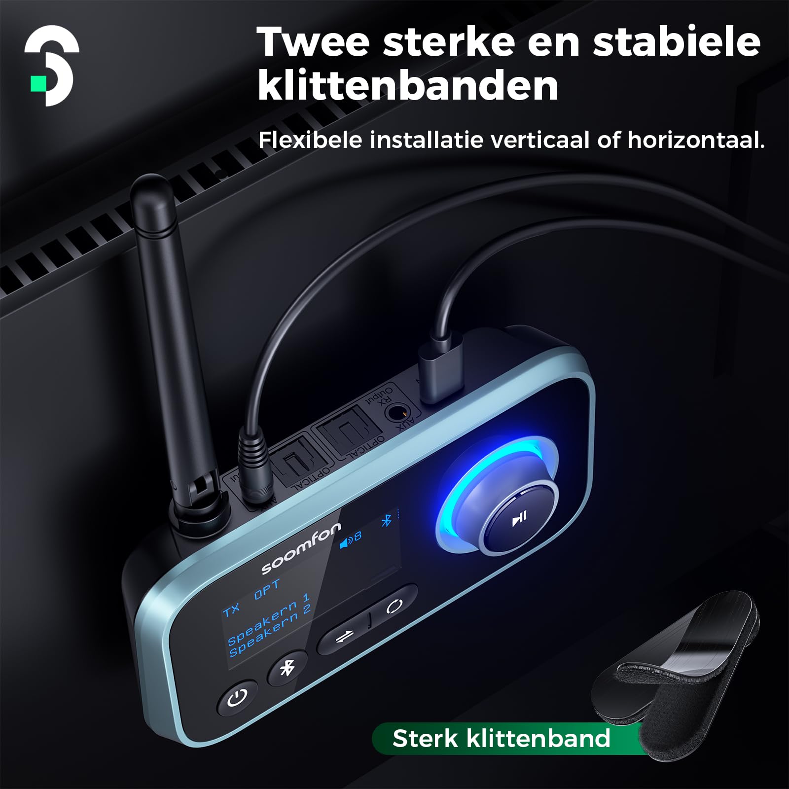 SOOMFON Émetteur Récepteur Bluetooth 5.0, 3 en 1 Adaptateur Audio Double Connexion, Recepteur Transmetteur Bluetooth AUX/RCA/Optique, Transmetteur Récepteur vers TV/Casque/Enceintes/Stéréo (Lot de 2)