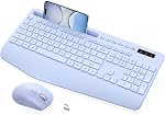Wireless Keyboard and Mouse Combo - Ergonomic Full-Size Keyboard with Wrist Rest, Phone Holder, Quiet Typing, Power-Saving Sleep Mode, 2.4GHz USB Cordless Mouse for Windows Mac Laptop PC (Black)