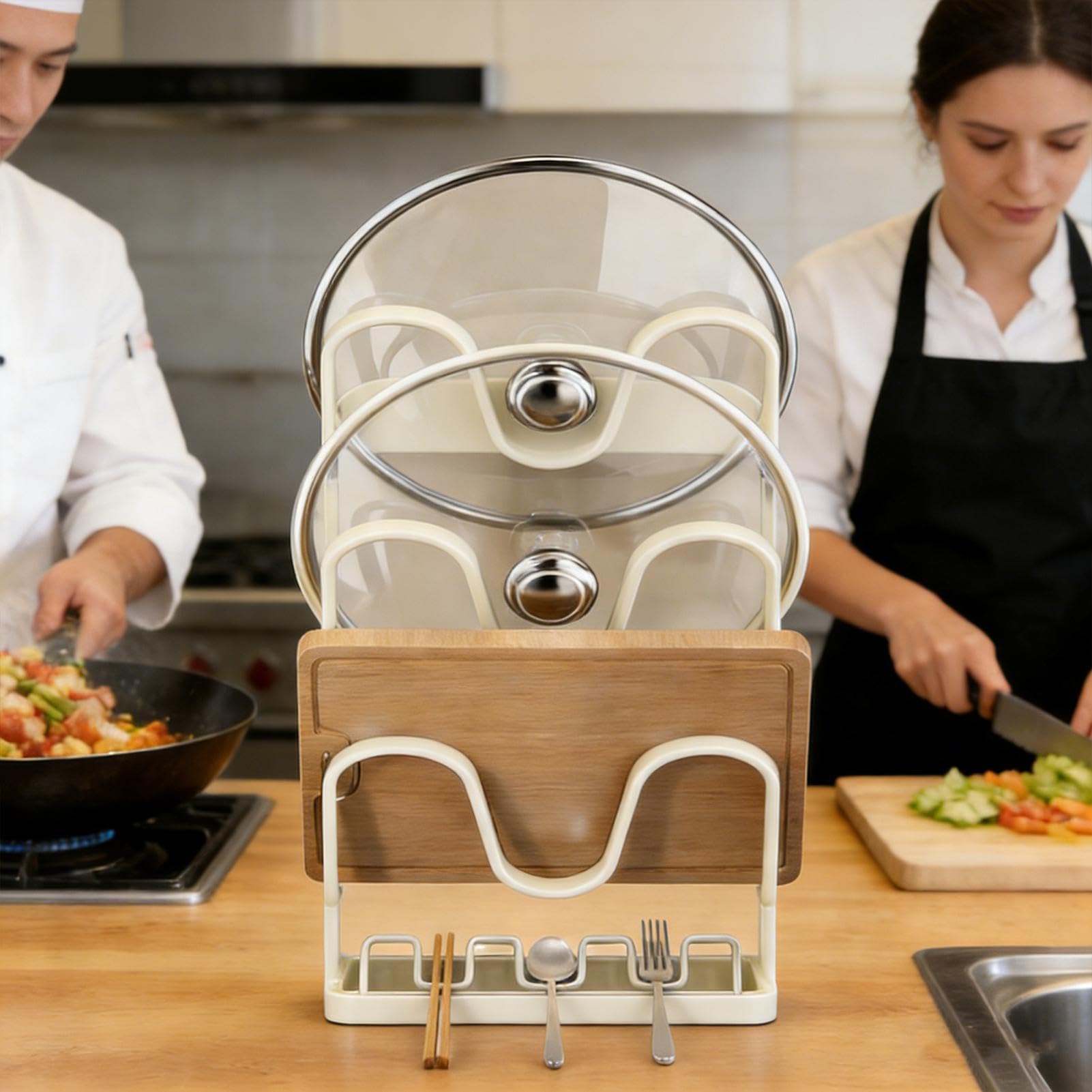 Organizzatore per Coperchi di Pentole 3 Metallico Antiruggine | Supporto Coperchi Pentole Durante Cottura Per Dormitorio Camper Casa Ristorante Armadio Cucina