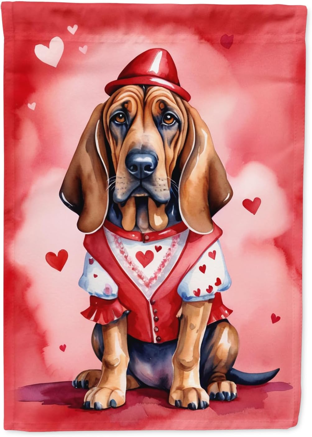 Caroline's Treasures DAC5290CHF Bloodhound My Valentine House Flag Large Porch Sleeve Pole Decorative Outside Yard Banner Artwork Wall Hanging, Polyester, House Size, Multicolor