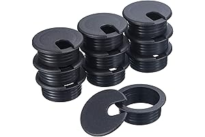 SATINIOR 10 Packs Desk Cable Wire Grommet, Black Cord Organizer for PC and Computer