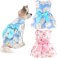 Vista 7 de 2 vestidos para perros pequeños, ropa para mascotas, vestidos de cachorro, vestido floral de verano, lindo vestido de gato femenino (S)