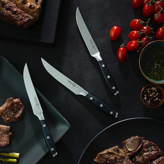 Messermeister Avanta 5 Fine Edge Steak Knife Set - German X50 Stainless Steel - Rust Resistant & Easy to Maintain - Includes 4 Steak Knives