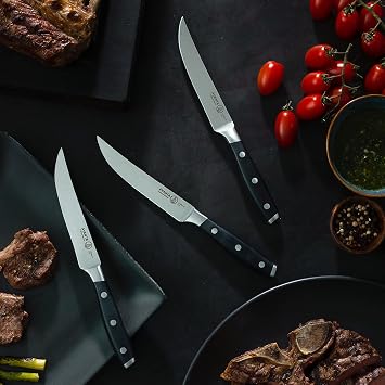 Messermeister Avanta 5 Fine Edge Steak Knife Set - German X50 Stainless Steel - Rust Resistant & Easy to Maintain - Includes 4 Steak Knives