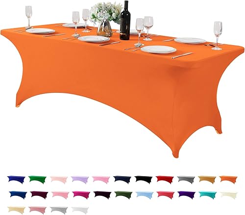 Mantel de licra para mesas de 4, 6 y 8 pies, mantel rectangular elástico para mesa plegable