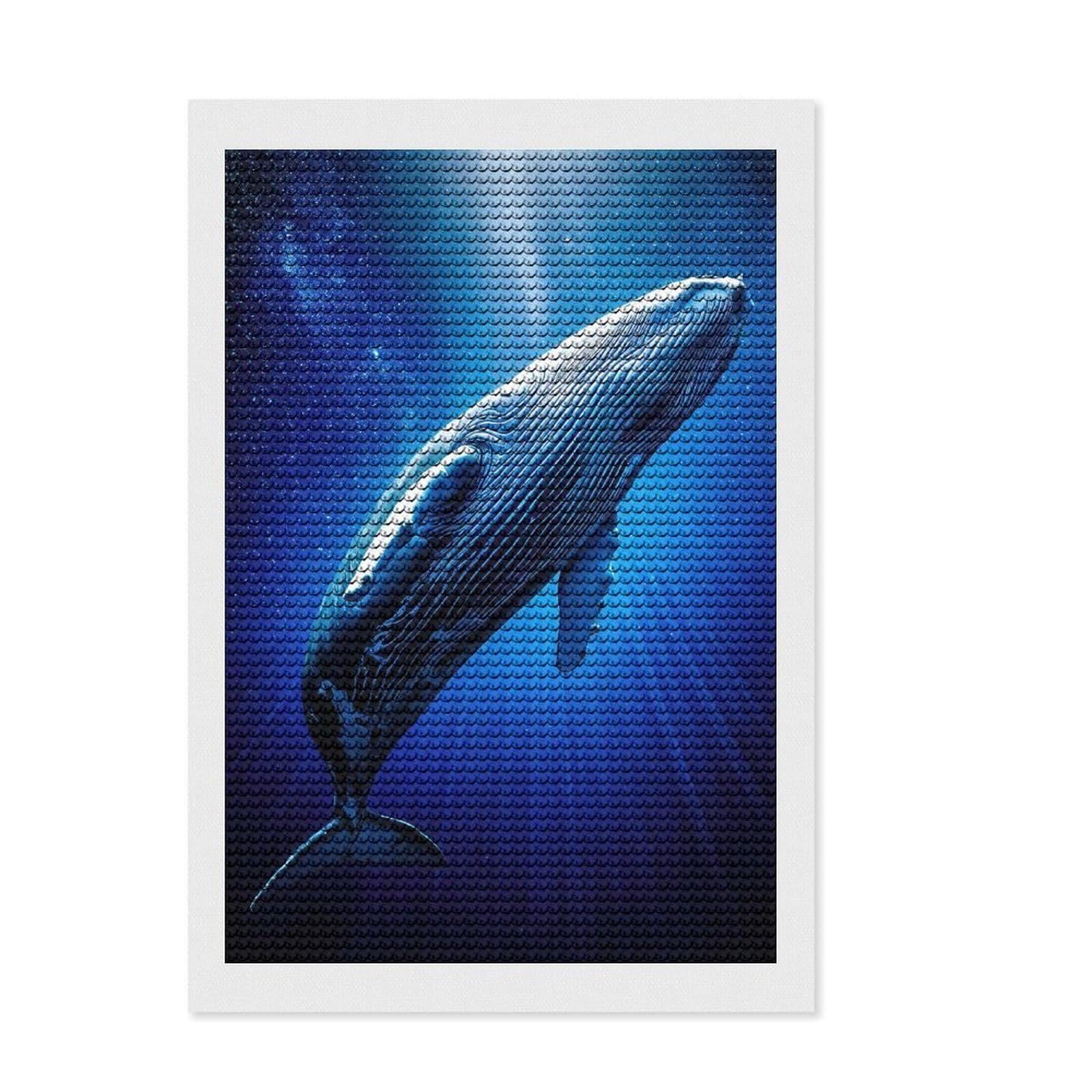 Junmoney Galactic Humpback Whale Diamond Painting Set 8"x12", Stress Relief Craft, Satisfying Creative Project, Modern Decor, Holiday Gift Idea