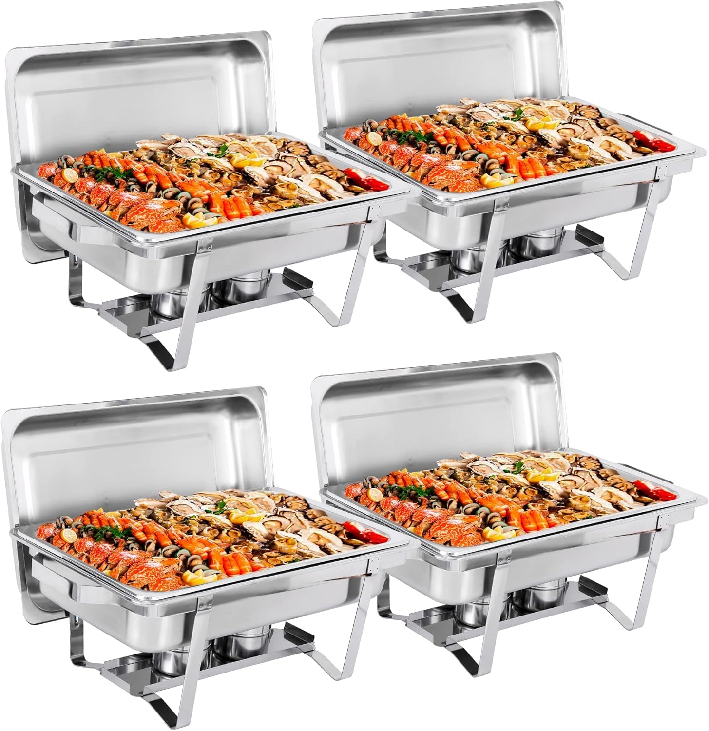 Nova Microdermabrasion 8 Quart Stainless Steel Chafer Full Size Chafer Chafing Dish W/Water Pan, Food Pan, Fuel Holder and Lid For Catering Buffet Warmer Set (Rectangular)