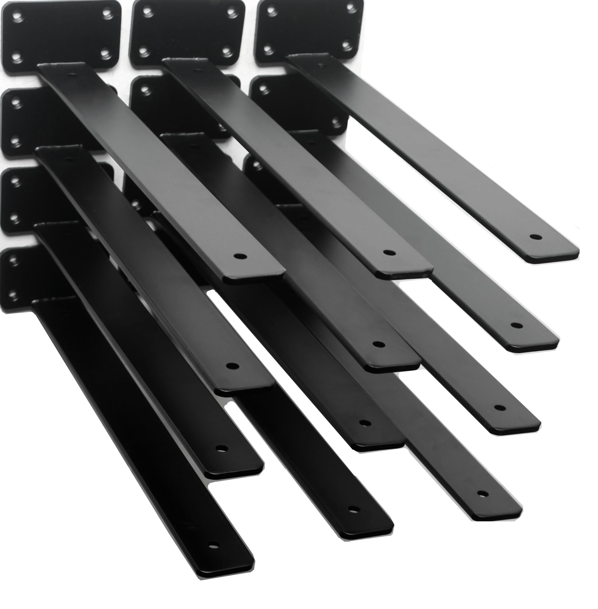 Photo 1 of 12 Pack - 14 inch Black Hidden L Shelf Bracket (1/5 Inch Thicked) Iron Floating Shelf Brackets Rustic Industrial Metal Brackets for Shelf Support