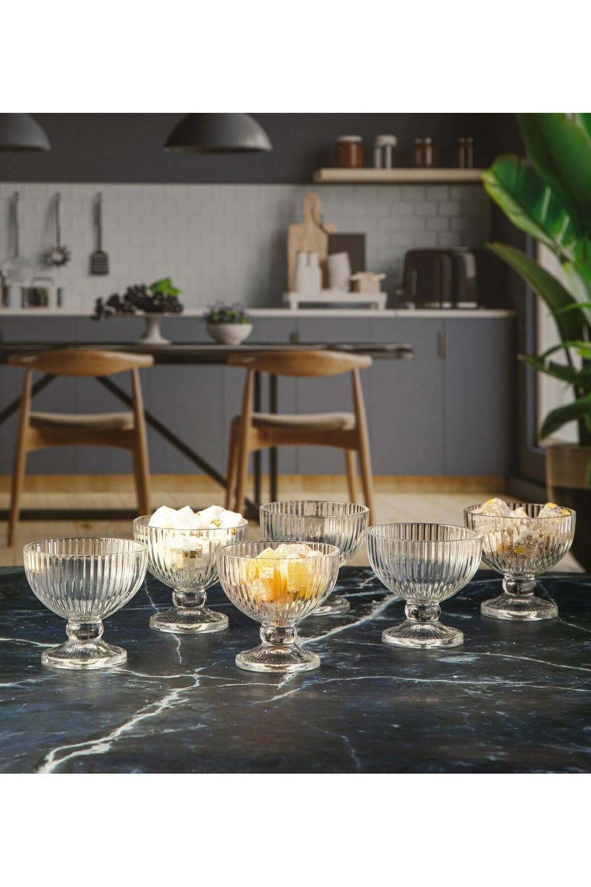 Bol à Glace Verre Cristal BESTonZON Tasse De Tige De Lotus Verres à Glace Bol à Glace Sur Pied Verre Cristal 70 Ml Design