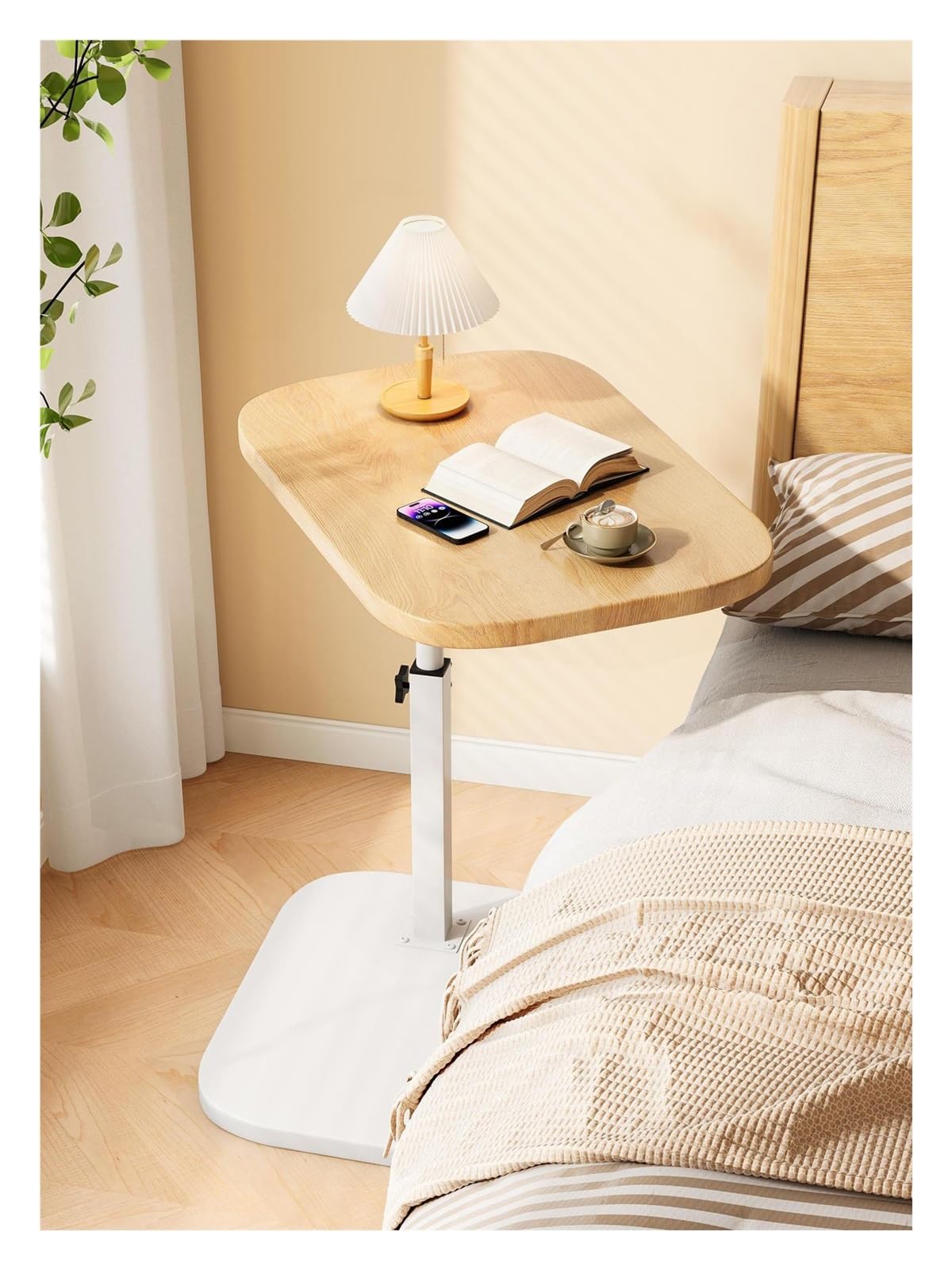 ZGSYH C Table End Table,Sofa Tray Table Height Adjustable,360°Swivel TV Tray Table,Couch Tables That Slide Under for Living Room,Bedroom,Small Spaces(