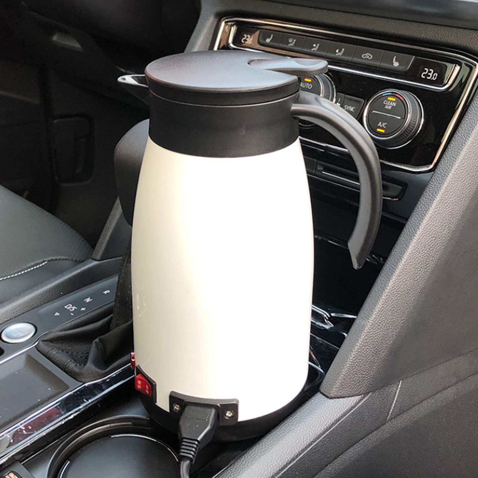 680Ml Capacità Doppio 304 Bollitore in Acciaio Inossidabile Manico Ergonomico 12V 24V Bollitore a Doppia Tensione, Bollitore da Viaggio per Viaggi Casa Scuola Ufficio Caffè Elettrico Percolator