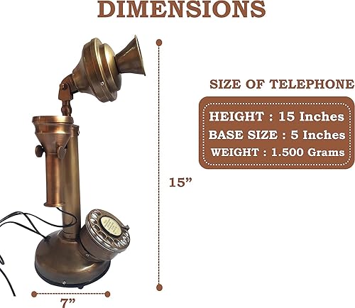 Miniatura 8 de VintiquE Vintage eléctrico con cable Candelabro Teléfono Rotatorio Dial Escritorio Western Electric Latón Acabado