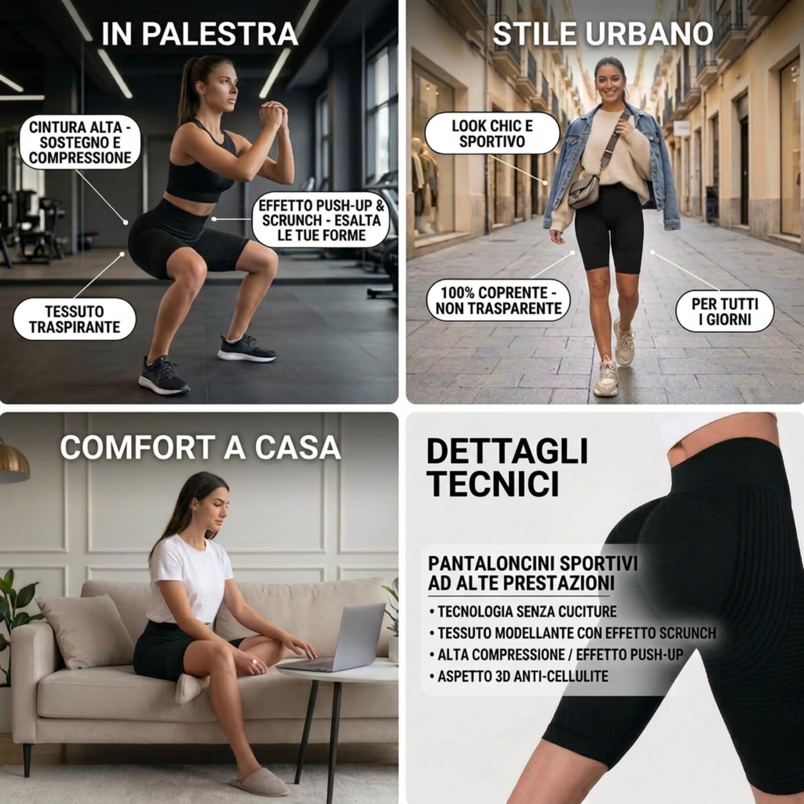 Leggins 3D Anticellulite Donna Leggins Corti Donna Fitta Bella Leggings Cellulite Leggin Compressione Graduata Lipedema Leggings Sportivi Push Up Vita Alta Senza Cuciture Pantaloni