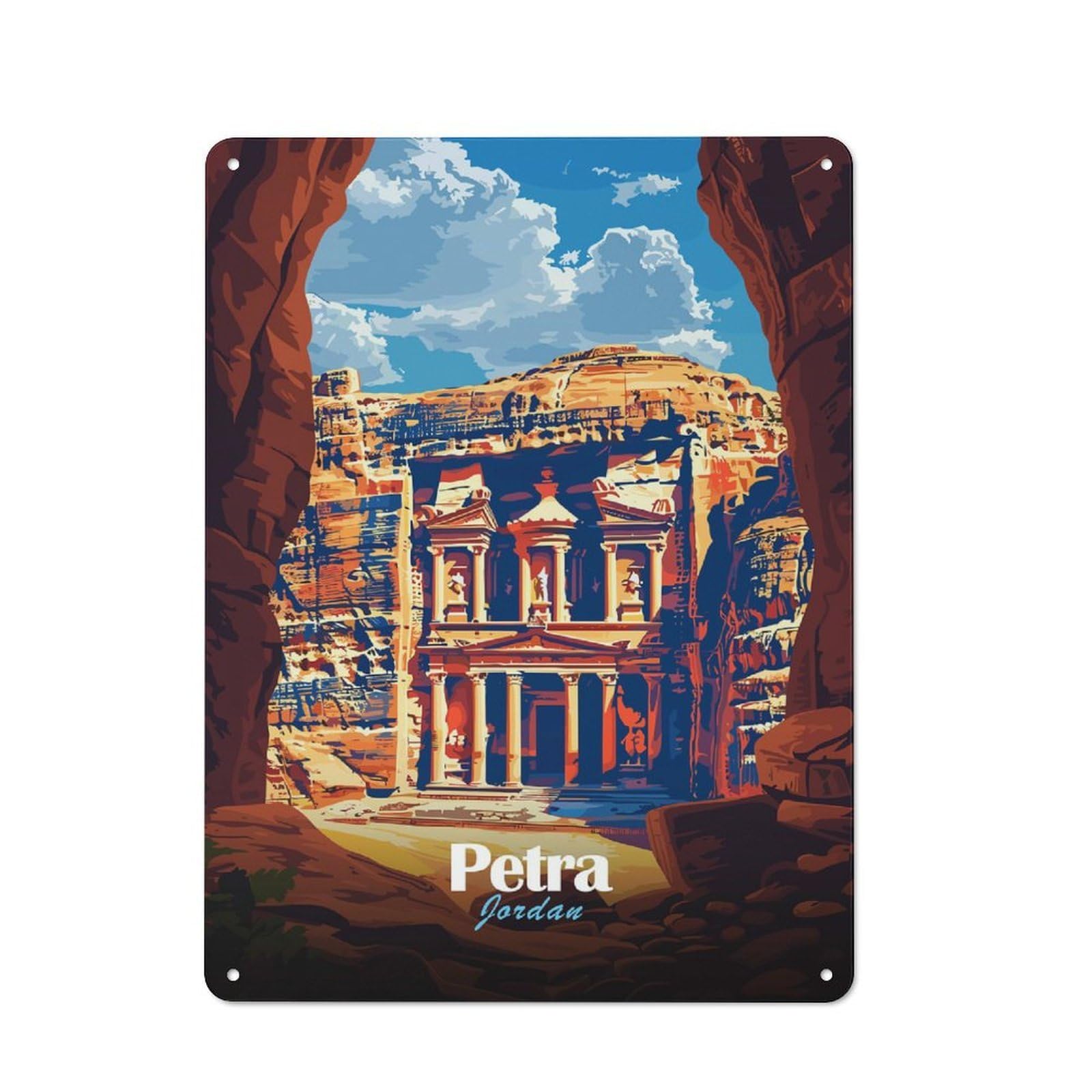 Loft Style Petra, Jordan Travel Decorative Metal Plaque 40x30cm, Studio Wall Art for Workspace, Cafe, Hallway Or Garage