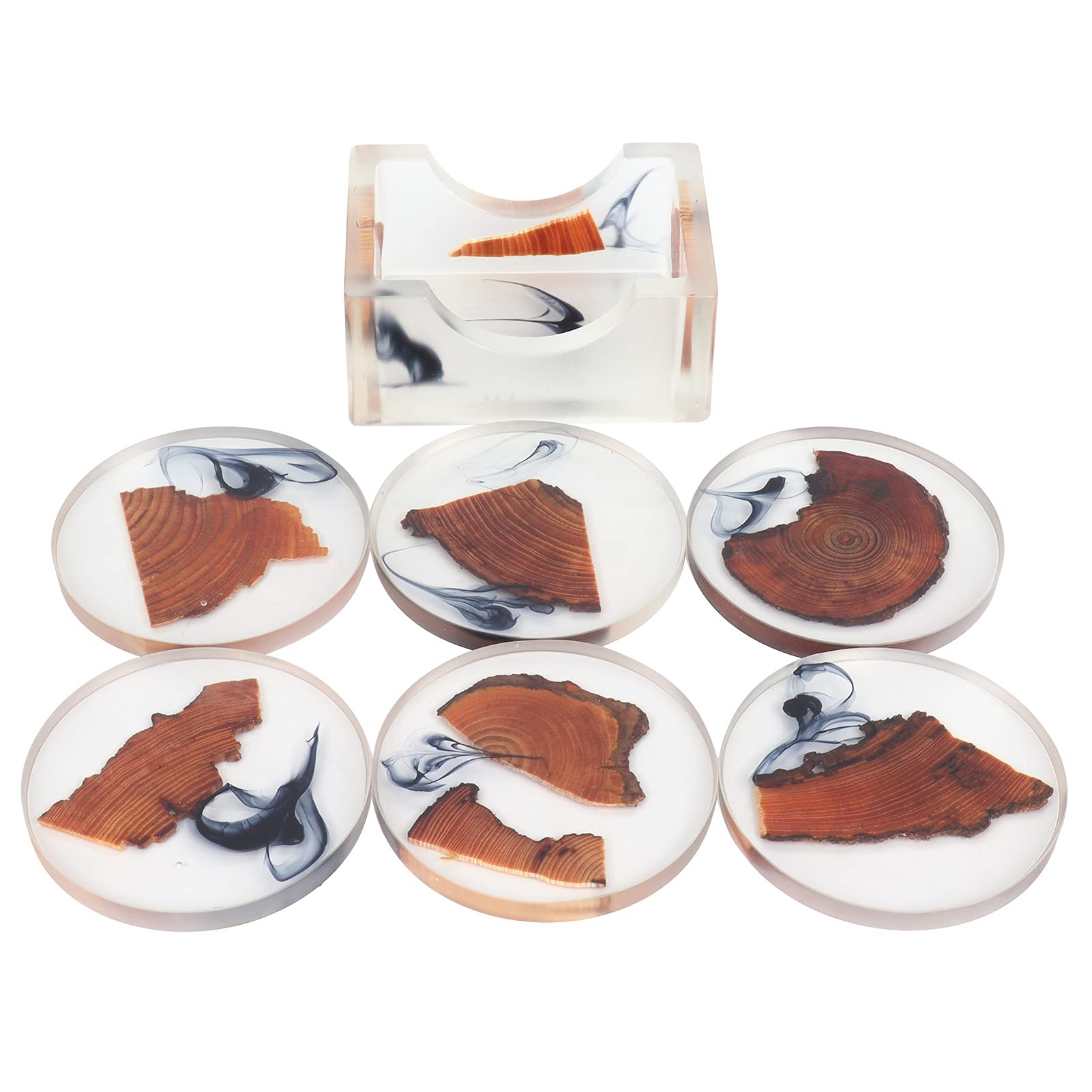 Ensemble de sous-verres en bois boîte de 6 dessous de verre pour verre et tasse de café