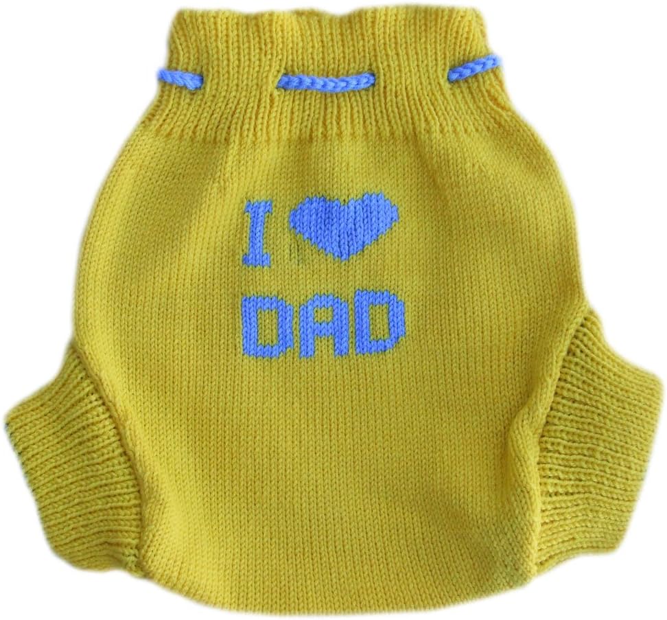 WOOL DIAPER COVER 100% merino wool baby knitted soaker nappy cover I LOVE DAD