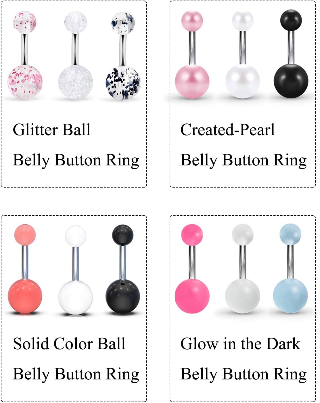 Ftovosyo 12PC Belly Button Rings Banana Barbells 14G Surgical Steel Bar Mix Color Body Piercing Jewelry for Women - Image 3