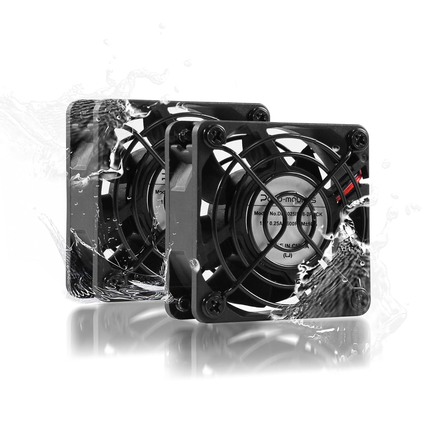 60mm 12V DC Waterproof IP68 Dual Ball High-Speed Computer Cooling Fan for Car Amplifier, Electronics Devices and Cabinet Ventilation - 60x60x25mm 5600RPM 2-Pack
