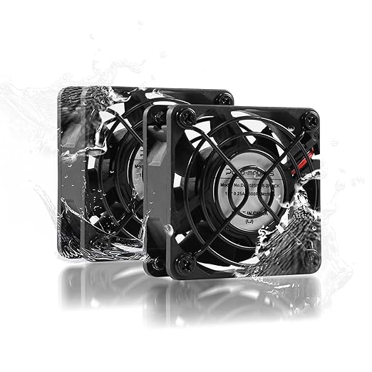 60mm 12V Waterproof IP68 Dual Ball High-Speed Cooling Fan 2-Pack