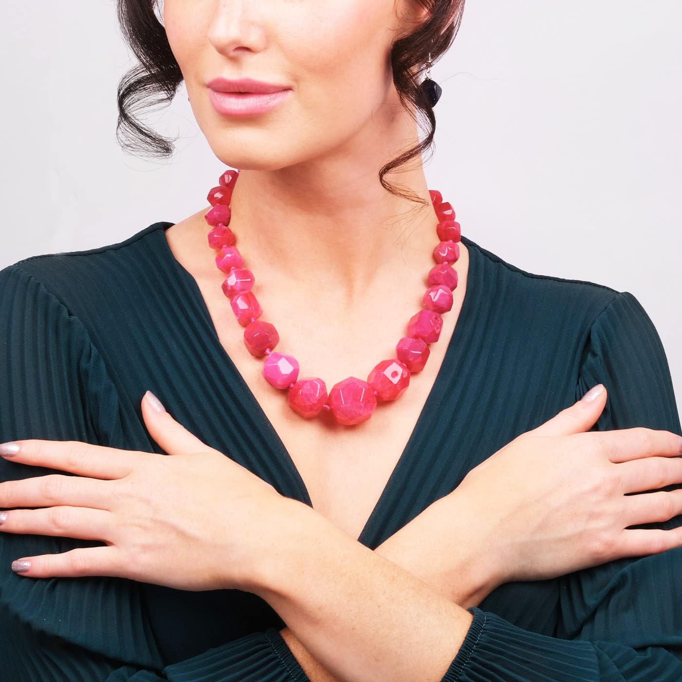Chunky Statement Beaded Necklace for Women - Women's handmade Gesmtone Beads Necklace - Gift Boxed Ideal Gift for Her
