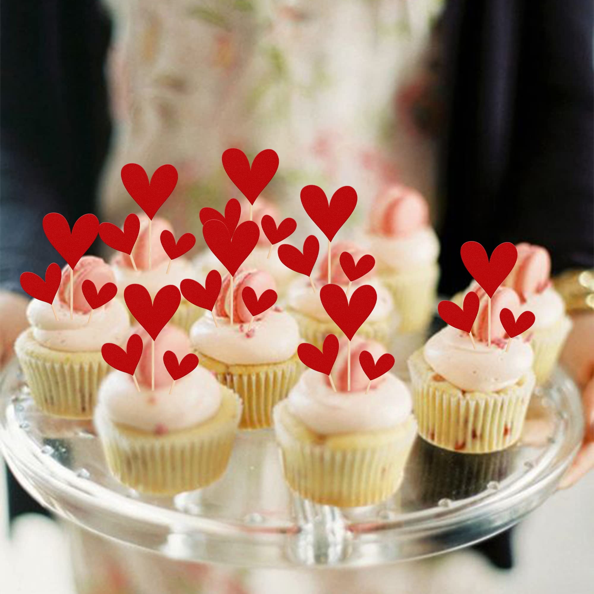 Tartas San Valentin Blumomon 24 Piezas Rojo Purpurina Feliz Día De San Valentín Cupcakes Toppers San Valentín Decoraciones Para Dulces Amor Boda Compromiso Día De San Valentín Despedida De Soltera Fiesta Pastel