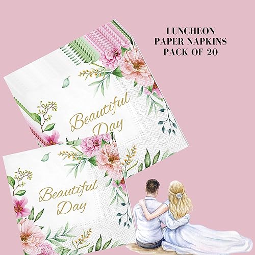 Miniatura 2 de Servilletas de papel de 20 unidades de 13 x 13 pulgadas, 3 capas de flores impresas con flores de encaje y flores, servilletas de cóctel para arte,