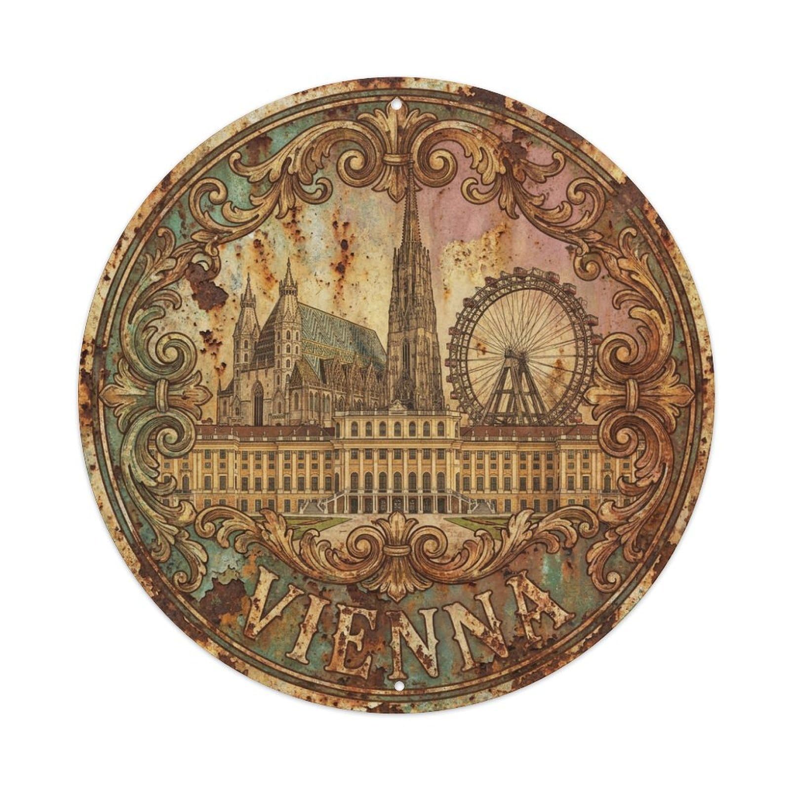 Vintage Travel Austria Vienna Metal Tin Sign
