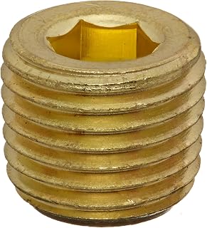 Anderson Metals - 56115-04 56115 Brass Pipe Fitting, Hex Drive Countersunk Plug, 1/4" NPT Male Pipe