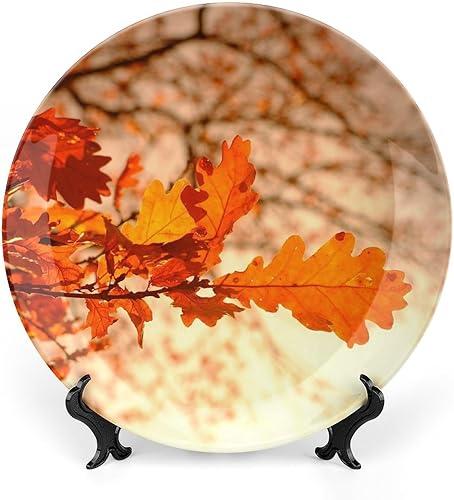 Miniatura 10 de Plato decorativo de cerámica de 6 pulgadas con soporte de otoño Forest Avenue redondo para el hogar, platos de cena para decoración de pared
