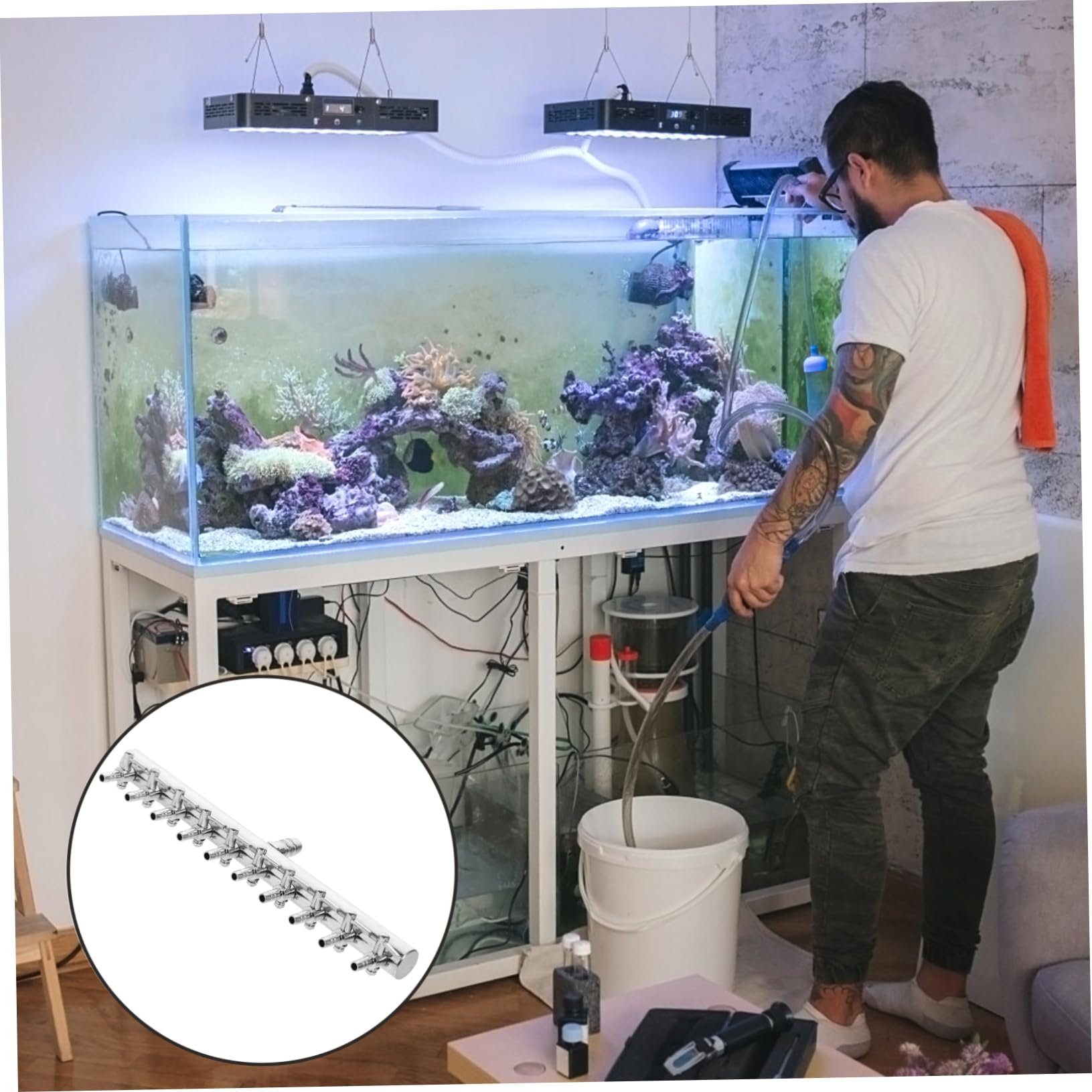 FRCOLOR 3 Unidades 10 8 Acuario de Aire en Acuario Splitter para Tanques de Peces, Distribuidor de oxígeno para acuarios, Manguera de de Aire, Divisor de 4 vías de Metal