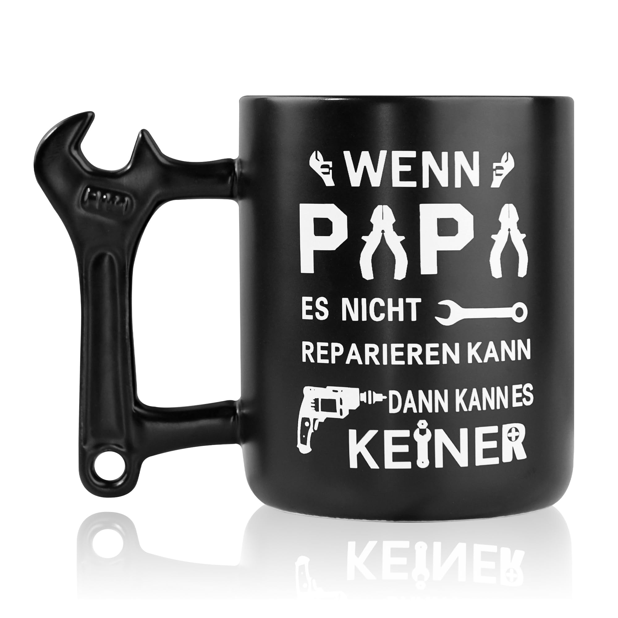 Johiux Papa Geschenke Kaffeebecher mit Schraubenschlüssel Griff,Vatertagsgeschenk Geschenke für Papa,Geschenk für Geburtstag,Weihnachten,Vatertag,Weihnachtsgeschenke,400ml Tasse