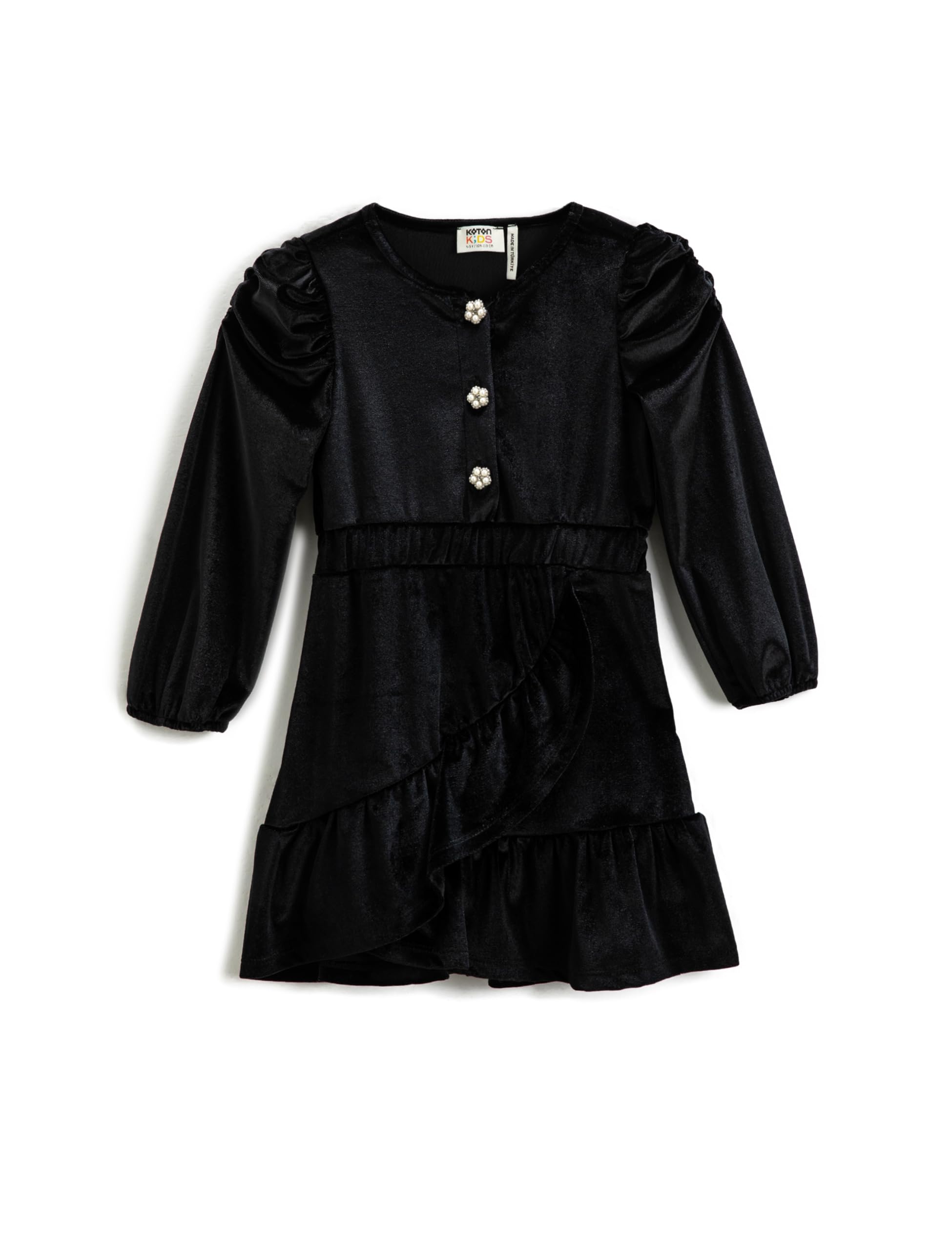 Robe en velours à manches longues avec détails de perles chic - 3