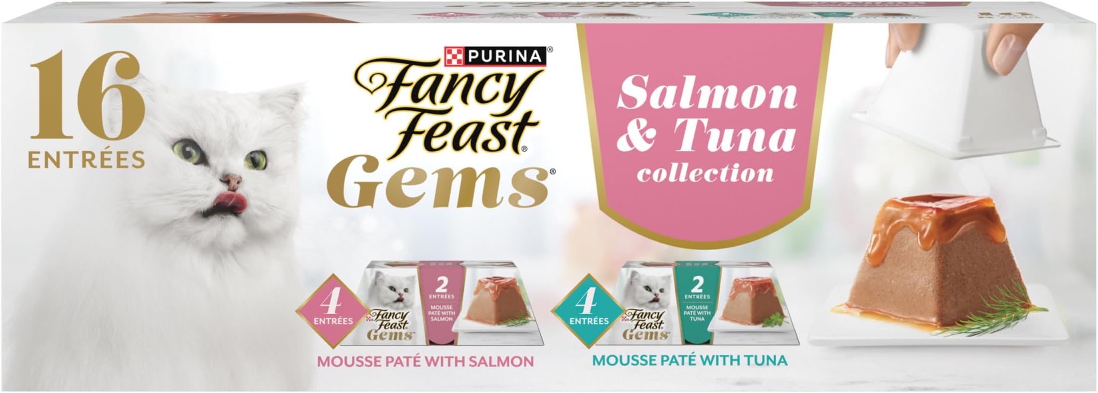 Fancy Feast Gems Pate Cat Food Mousse Salmon or Tuna and a Halo of Savory Gravy Wet Cat Food Variety Pack - (1) 8 ct. Boxes - 8 ct. Box