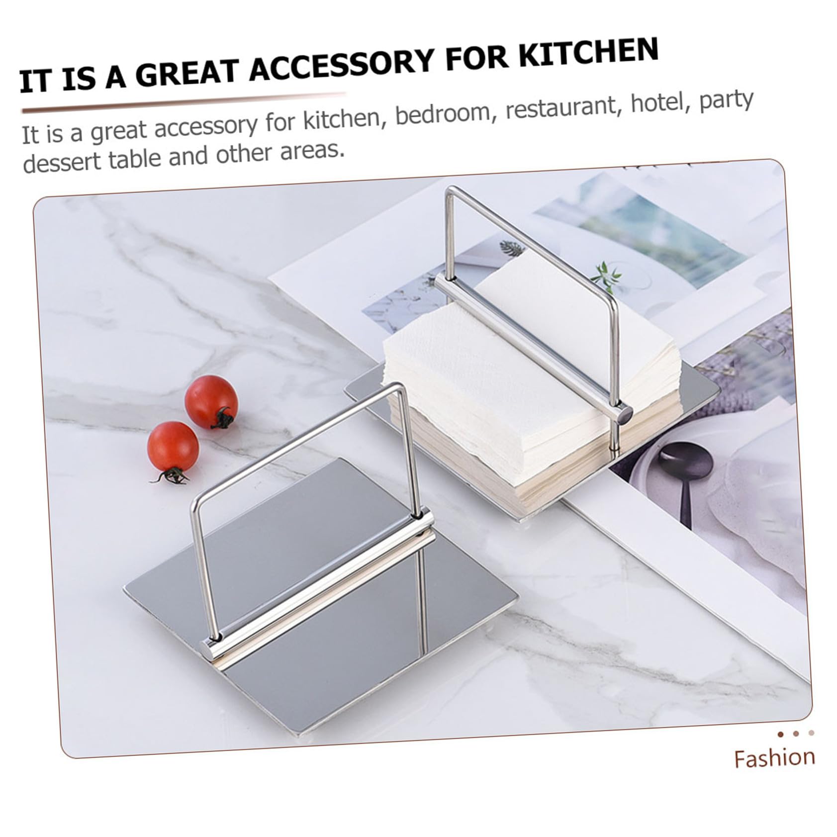 Portatovaglioli Design Moderno da Tavolo in Acciaio Inossidabile Argento e Superficie Attraente Resistente All'usura Quotidiana per Cucina e Altri Ambienti