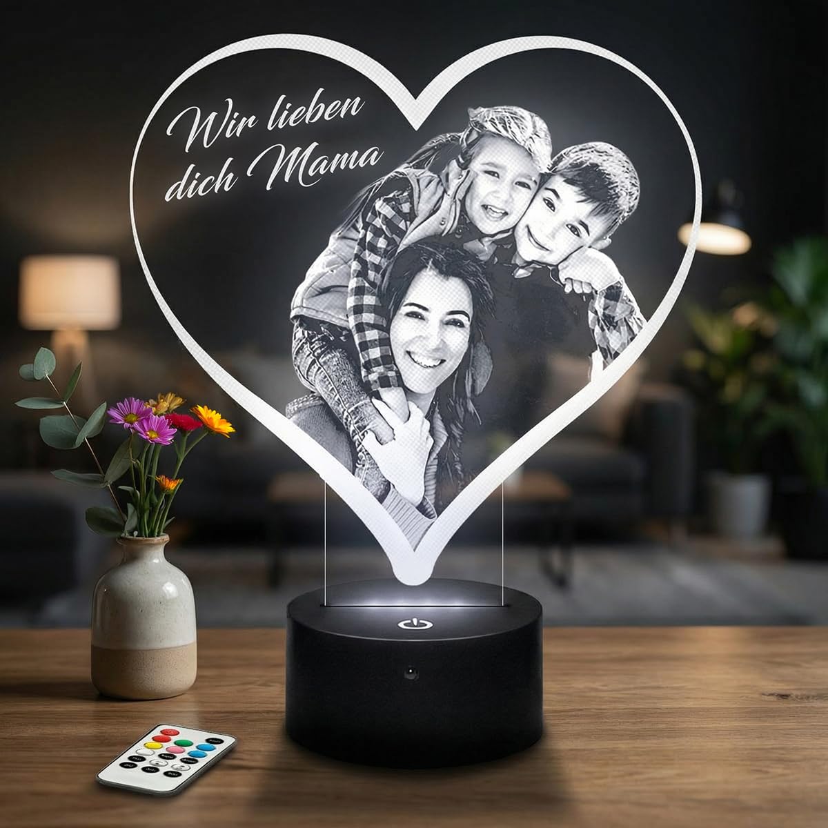 Lampephoto.fr – Personalisierte Fotolampe in Herzform, Geschenk zum Muttertag, für Mama, personalisierte Geschenkideen für Frauen und Paare, Muttertag: Foto und Text individuell gestaltbar