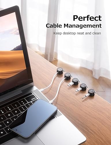 Miniatura 4 de Paquete de 9 organizadores de cables, bloqueo giratorio de 360, bloqueo giratorio de 360, clips magnéticos para organización de cables, soporte