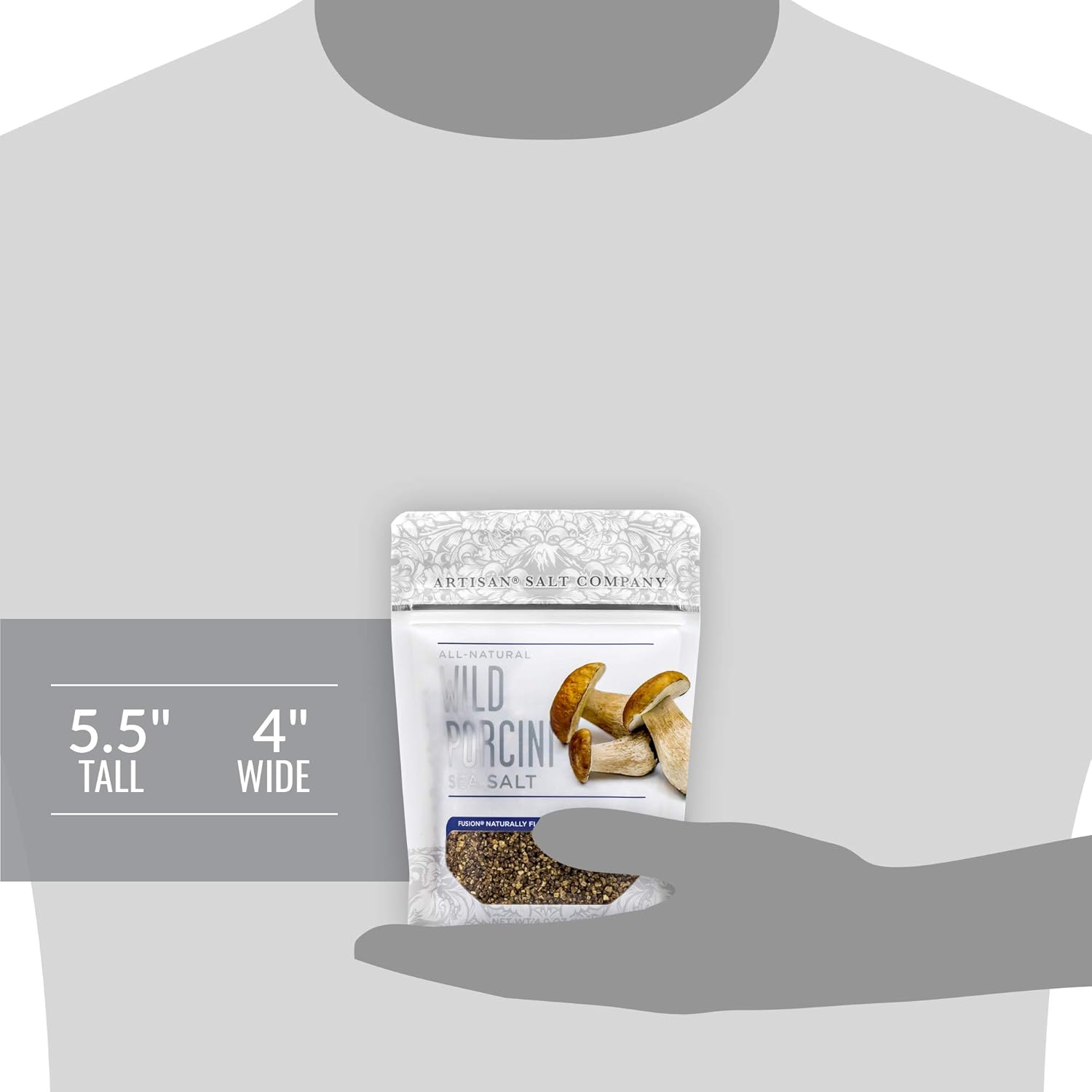 Artisan Salt Company Fusion Naturally Flavored Wild Porcini Sea Salt, Zip-Top Pouch, 4 Ounce