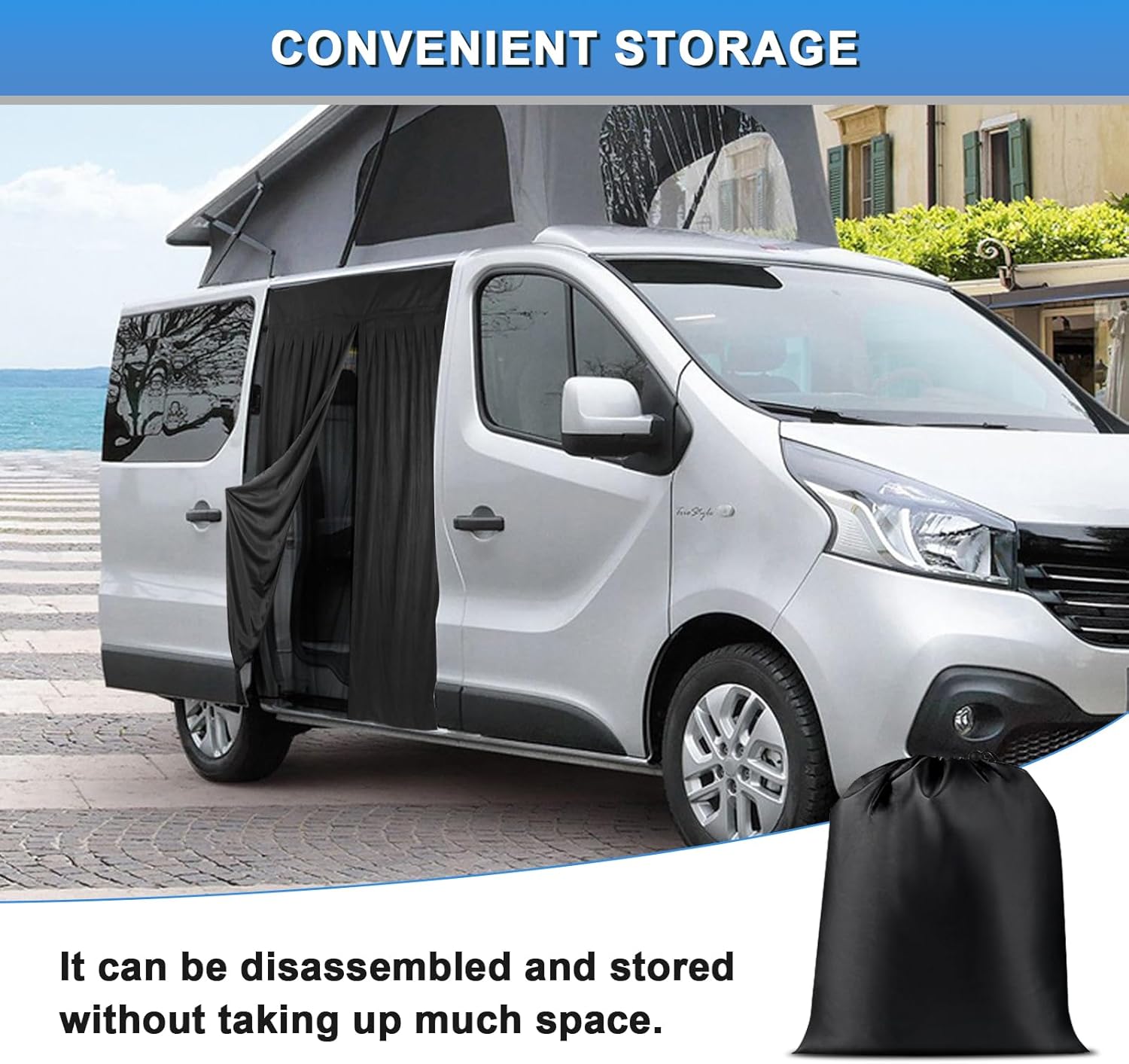 Double Layer Design Bug Mesh Customized for Sprinter, Ford Transit Van, Promaster Camper, GMC Savana, Side Door Mosquito Net Center Zipper Closure