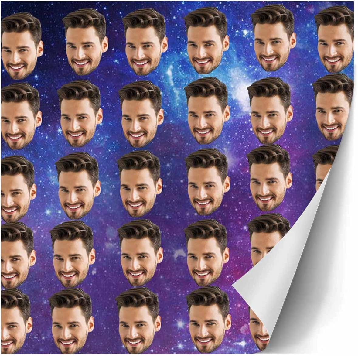 InterestPrint Custom Photo Wrapping Paper multi face with Glaxy Background Custom Gift Wrap | Personalized Photo Wrapping Paper Roll 58"x 23"
