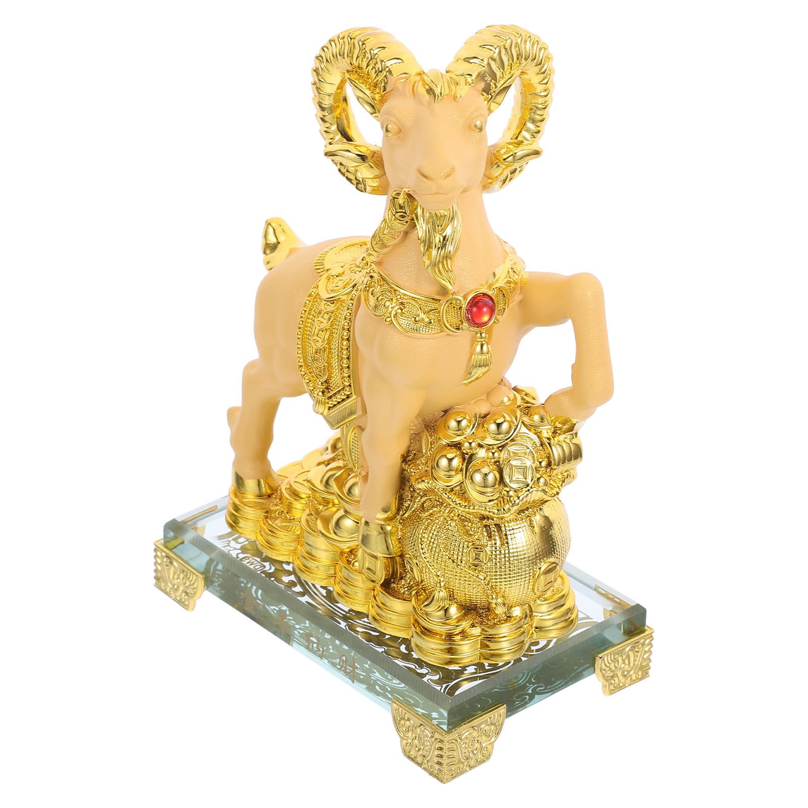 Statue de chèvre en verre dorée ABOOFAN, décoration élégante et haut de gamme