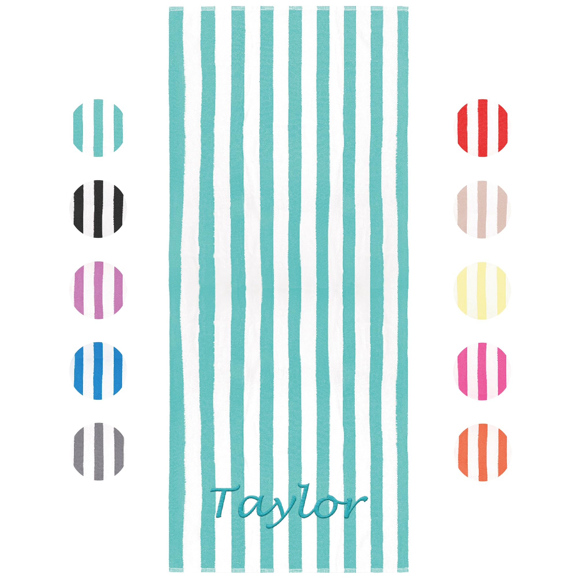 Personalized Beach Towels for Adults - Custom Pool Towels with Name - 100% Ring Spun Cotton Striped Beach Towels for Men & Women - Large 70"x30" Bath