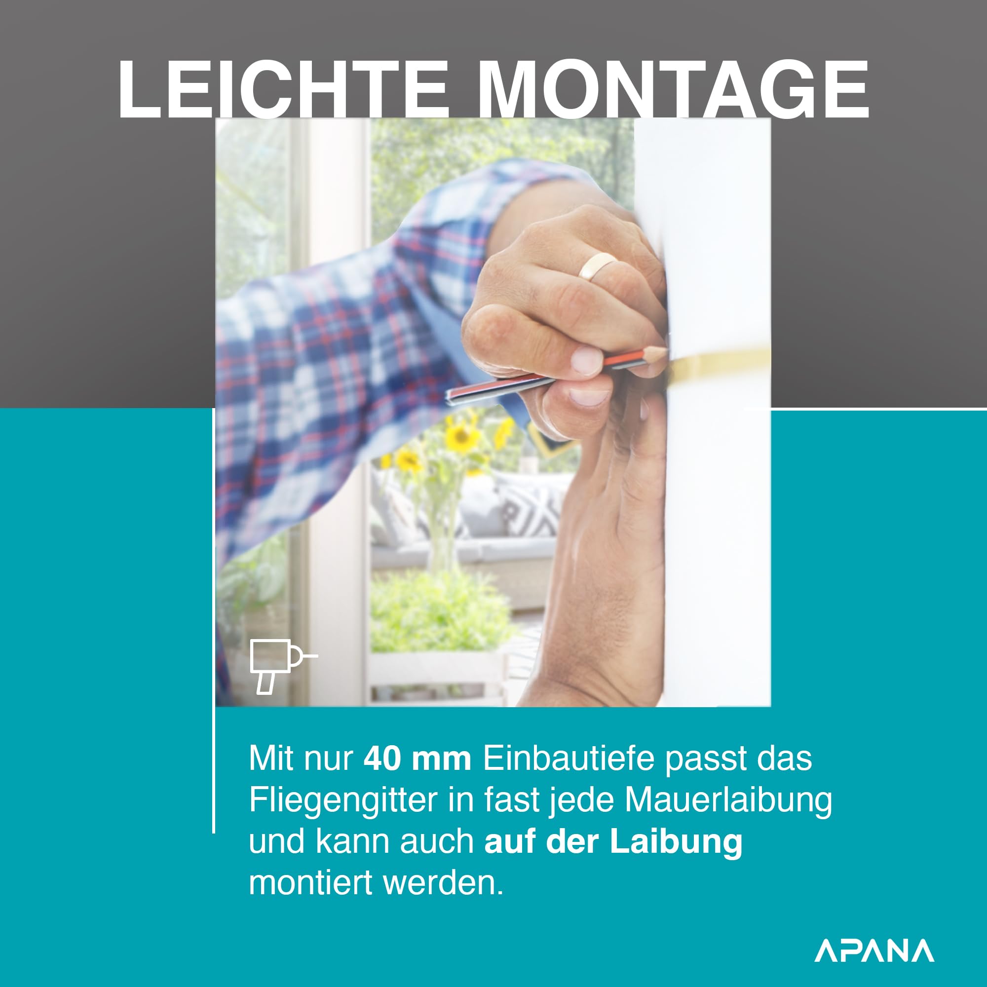 APANA Fliegengitter Schiebetür 240x240 cm – Insektenschutz Balkontür & Terrassentür ohne Bohren, zuschneidbar für Doppeltür, Aluminium Rahmen & Fiberglas Gewebe, stabil & langlebig Braun
