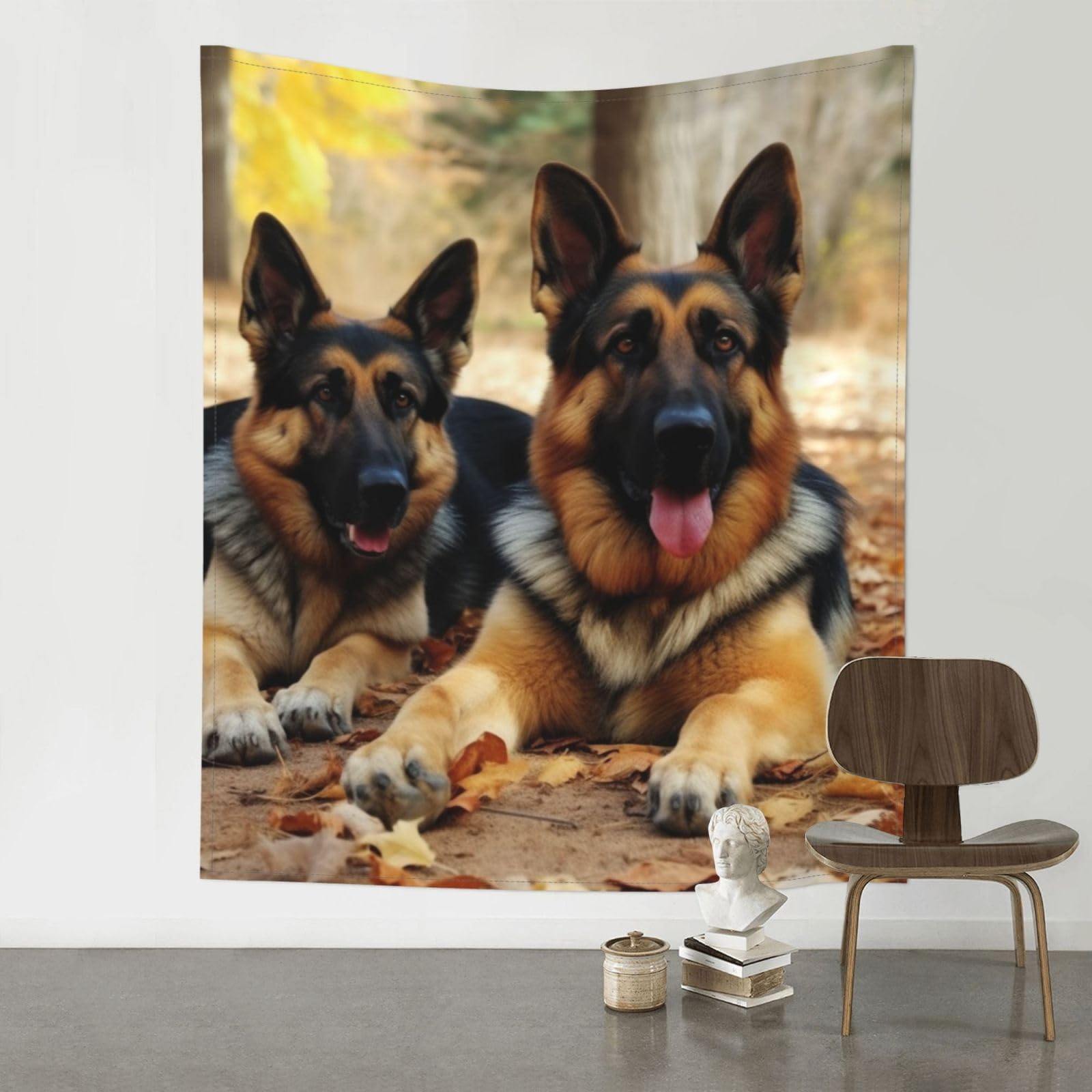 Hcbpwvqa Black German Shepherd Dog Tapestry Wall Hanging Wall Tapestries Decorative Wall Art Aesthetic Tapestry Curtain Home Decoration Tapestry For Bedroom Dorm Living Room Backdrop 60"X51"