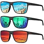 KALIYADI Polarized Sunglasses Men, Lightweight Mens Sunglasses Polarized UV Protection Driving Fishing Golf (Ice Blue/Green/Red