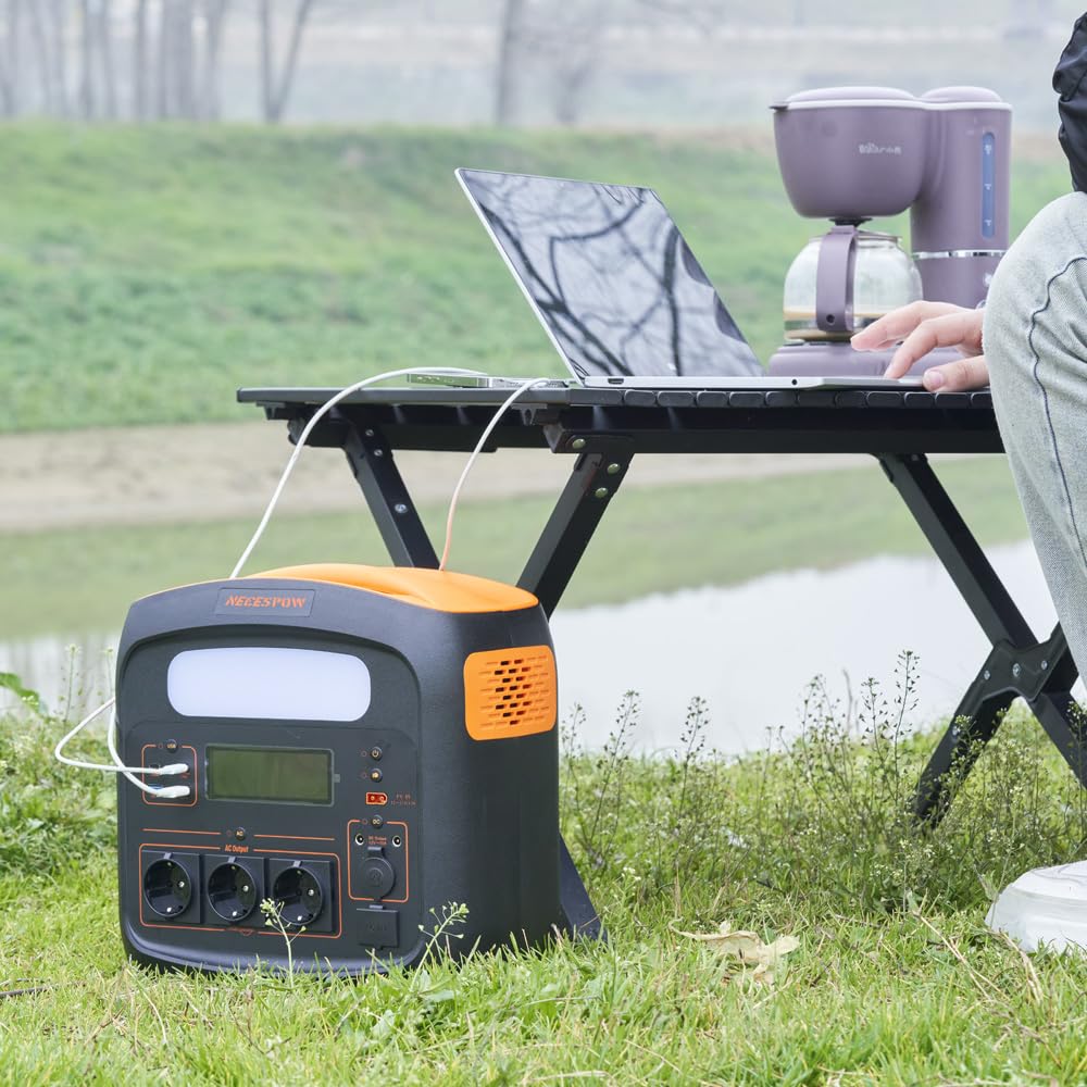 Przenośna stacja zasilająca 1800 W z panelem słonecznym 100 W, akumulator LiFePO4 1024 Wh, szybkie ładowanie w 65 min, PD, USB-C/AC/DC, ładowanie solarne, na kemping, prąd awaryjny, na