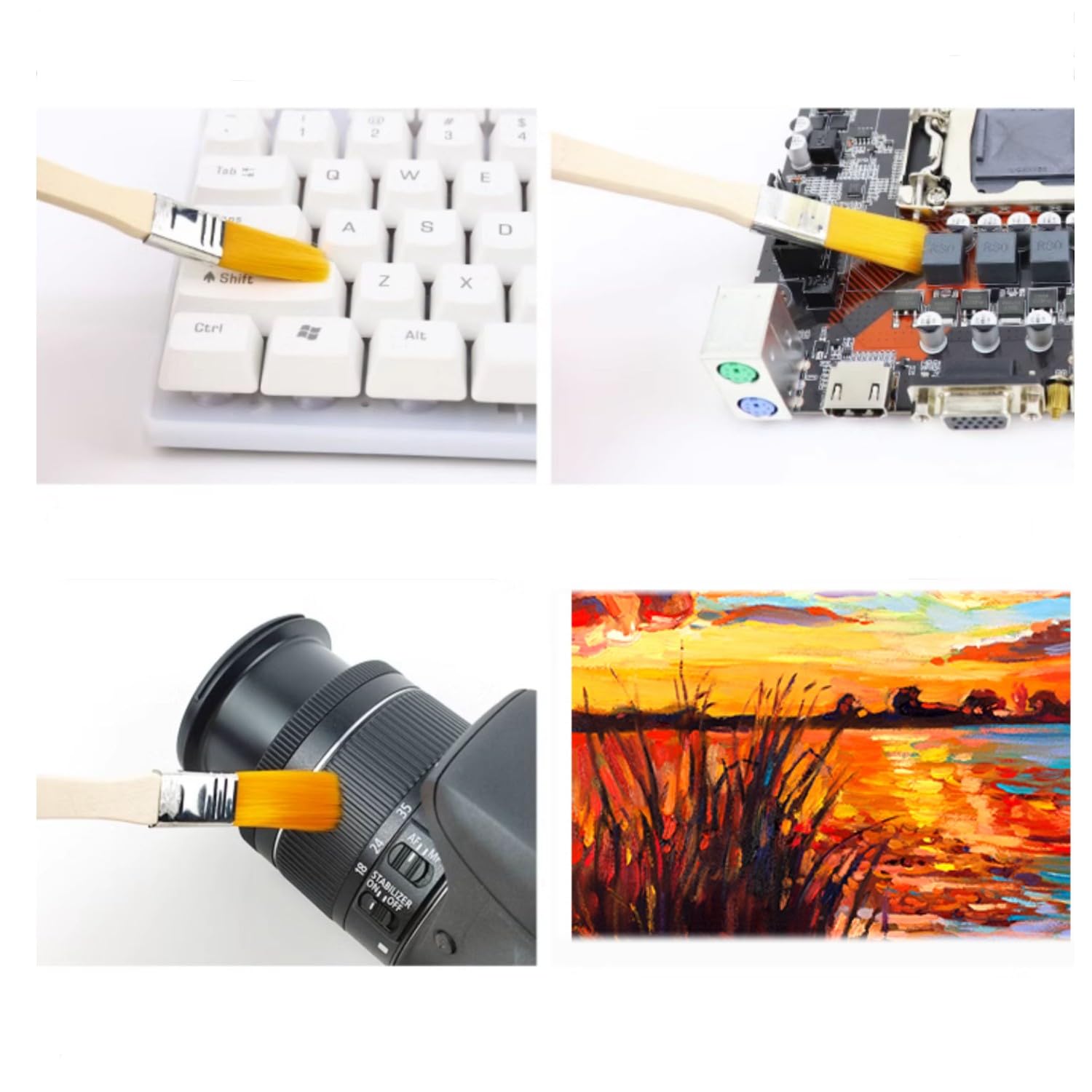 JZK 30 pennelli piccoli con manico in legno per pittura acrilica, spazzola per la pulizia della tastiera, strumento per pittura, mini spazzola per la pulizia della polvere, pennelli usa e getta per