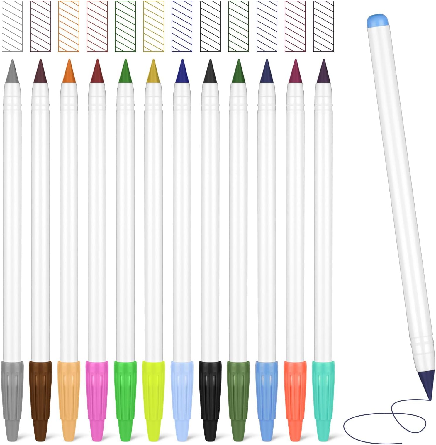 AUAUY 12 PCS Colored Inkless Pencil, Colored Infinity Magic Pencil Everlasting Pencil Eternal, Infinity Reusable Pencil for Writing Drawing Home Office School Supplies